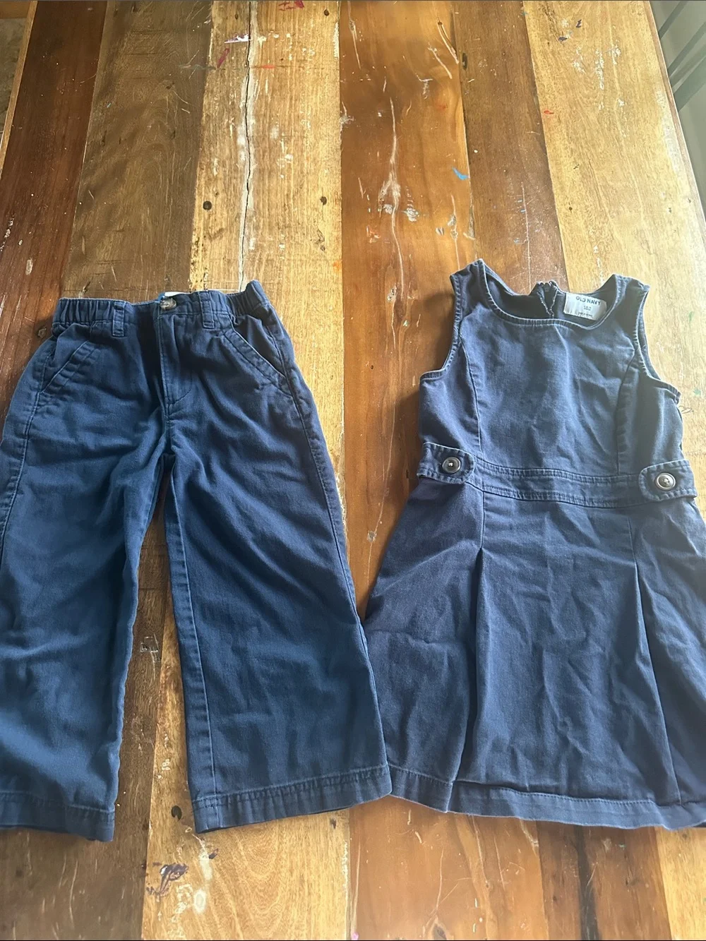 Old Navy Navy Corduroy Jumper Dress and Pants Set